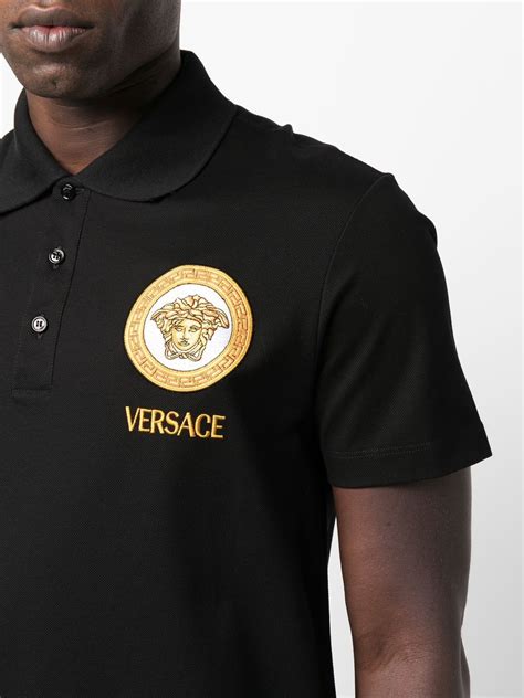 versace polo black half face|versace polo shirts.